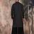 Black cotton textured kurta pajama for mens