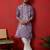 Cotton silk geometric sequence embroidered purple mandarin collar kurta