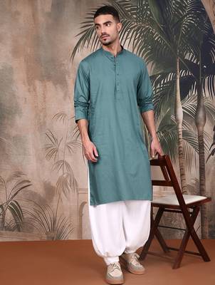 Grey cotton textured kurta pajama for mens 2
