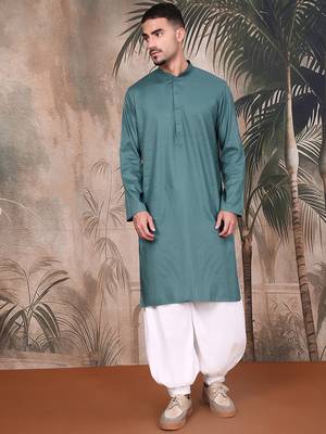 Grey cotton textured kurta pajama for mens 5