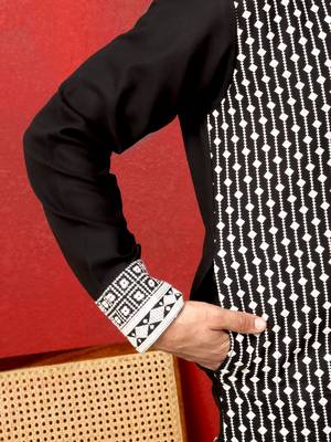 Georgette sequins & thread work embroidered black kurta 4
