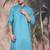 blue cotton textured kurta pajama for mens