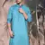 blue cotton textured kurta pajama for mens