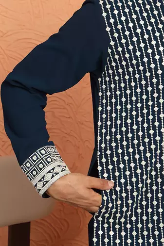 Georgette sequins & thread work embroidered blue kurta