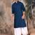 Blue cotton textured kurta pajama for mens