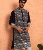 Georgette sequins & thread work embroidered wine kurta