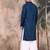 Blue cotton textured kurta pajama for mens
