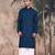Blue cotton textured kurta pajama for mens