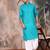 teal blue cotton textured kurta pajama for mens