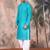 teal blue cotton textured kurta pajama for mens