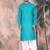 teal blue cotton textured kurta pajama for mens