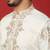 Cotton silk embroidered festive cream kurta