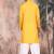 yellow cotton textured kurta pajama for mens