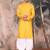 yellow cotton textured kurta pajama for mens