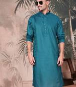 Firozi cotton textured kurta pajama for mens