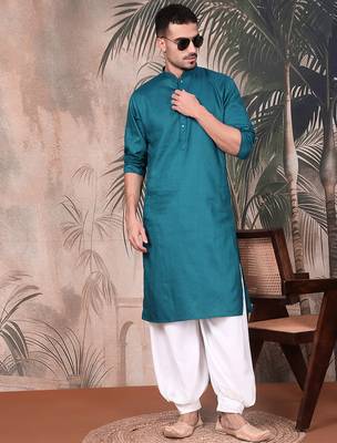 Firozi cotton textured kurta pajama for mens 2