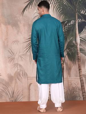 Firozi cotton textured kurta pajama for mens 4