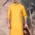 Yellow cotton textured kurta pajama for mens