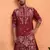 Maroon thread & sequins floral embroidered cotton silk kurta