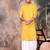 Yellow cotton textured kurta pajama for mens