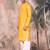 Yellow cotton textured kurta pajama for mens