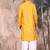 Yellow cotton textured kurta pajama for mens
