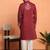 Maroon thread & sequins floral embroidered cotton silk kurta