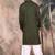 Olive cotton textured kurta pajama for mens