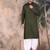 Olive cotton textured kurta pajama for mens