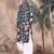 Deep blue silk blend chikankari kurta pajama for mens