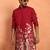 Red thread & zari embroidered georgette kurta