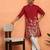 Red thread & zari embroidered georgette kurta