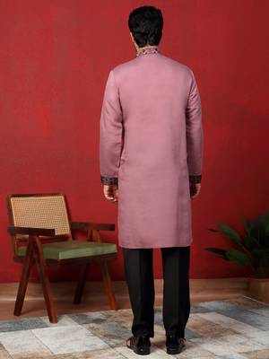 Cotton silk beaded motifs mauve kurta 3