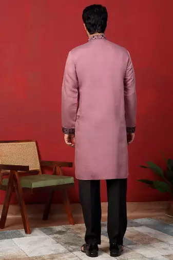Cotton silk beaded motifs mauve kurta