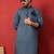 Cotton silk beaded motifs grey kurta