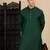 Bottle green cotton solid kurta pajama for mens