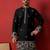Thread & zari embroidered cotton silk black kurta