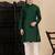 Bottle green cotton solid kurta pajama for mens