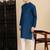 Blue cotton solid kurta pajama for mens
