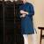 Blue cotton solid kurta pajama for mens