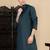 Denim blue cotton solid kurta pajama for mens