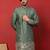 Thread & zari embroidered cotton silk green kurta