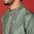 Thread & zari embroidered cotton silk green kurta