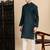 Denim blue cotton solid kurta pajama for mens