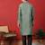 Thread & zari embroidered cotton silk green kurta