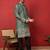 Thread & zari embroidered cotton silk green kurta