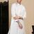 White cotton solid kurta pajama for mens