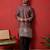 Thread & zari embroidered cotton silk mauve kurta