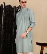 sea green cotton textured kurta pajama for mens