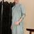 sea green cotton textured kurta pajama for mens